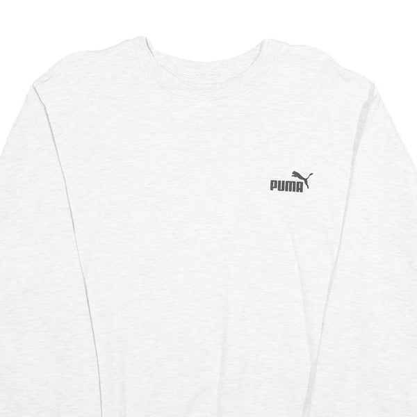 PUMA Mens White Crew Neck L Classic Cotton Sweatshirt Logo Pullover
