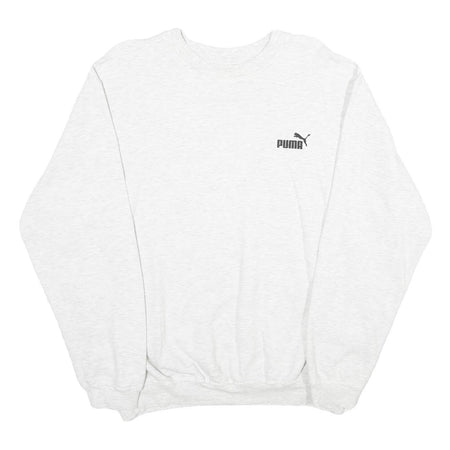 PUMA Mens White Crew Neck L Classic Cotton Sweatshirt Logo Pullover