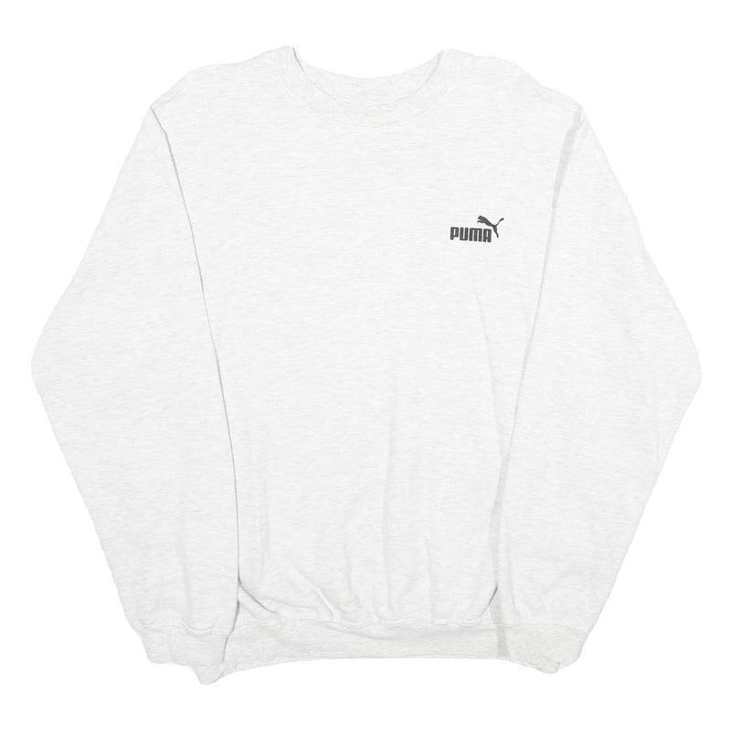 PUMA Mens White Crew Neck L Classic Cotton Sweatshirt Logo Pullover