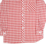 HOBBY Mens Red & White Check Shirt M Polyester Blend Casual Retro Long Sleeve