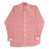 HOBBY Mens Red & White Check Shirt M Polyester Blend Casual Retro Long Sleeve