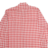 HOBBY Mens Red & White Check Shirt M Polyester Blend Casual Retro Long Sleeve