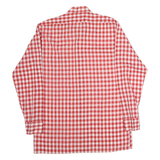 HOBBY Mens Red & White Check Shirt M Polyester Blend Casual Retro Long Sleeve
