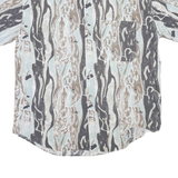 VINCI TRADITION Mens Blue & Brown Abstract Pattern Cotton Blend Shirt XL