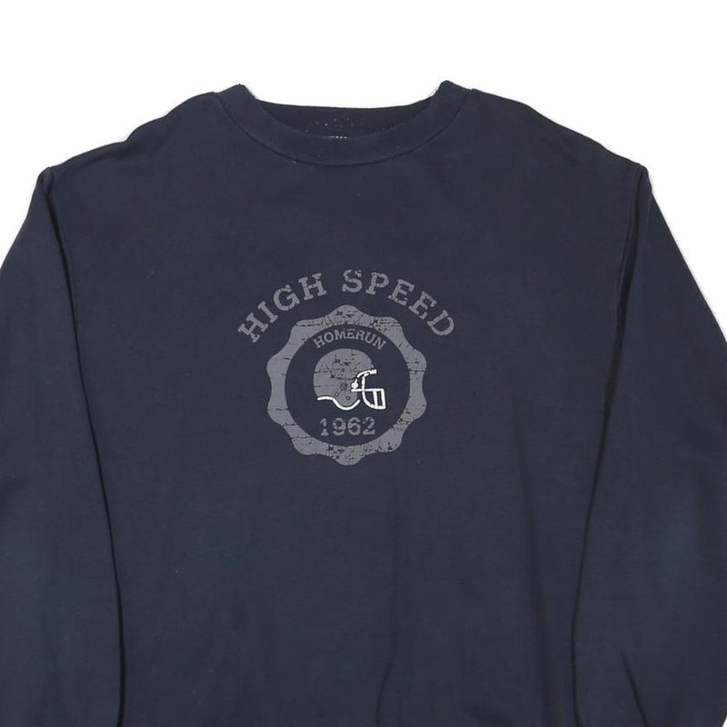 SPORTSWEAR Mens Navy Blue High Speed Graphic Crew Neck Sweatshirt M Cotton Blend