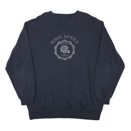 SPORTSWEAR Mens Navy Blue High Speed Graphic Crew Neck Sweatshirt M Cotton Blend