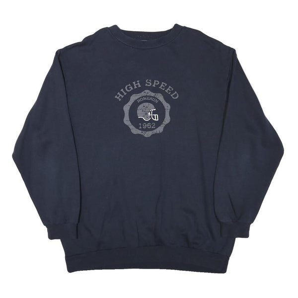 SPORTSWEAR Mens Navy Blue High Speed Graphic Crew Neck Sweatshirt M Cotton Blend