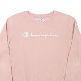CHAMPION Womens Pink Crew Neck L Cotton Blend Sweatshirt Logo Long Sleeve
