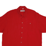 JACOBY AND HUBER Mens Red Rayon Shirt M Casual Short Sleeve Button Pocket