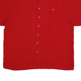 JACOBY AND HUBER Mens Red Rayon Shirt M Casual Short Sleeve Button Pocket