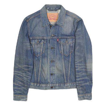 LEVI'S Mens Blue Denim Jacket S Cotton Button Closure Classic Faded Retro