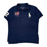 USA Polo By Ralph Lauren Graphic Polo Shirt - XL Navy Cotton