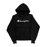 Reverse Weave Champion Spellout Hoodie - Small Black Cotton