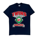 Minnesota Twins 1991 Logo Athletics Graphic T-Shirt - Large Navy Cotton