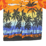 Mens Orange & Black Tropical Palm Print Short Sleeve Shirt M Summer Beachwear