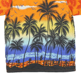 Mens Orange & Black Tropical Palm Print Short Sleeve Shirt M Summer Beachwear