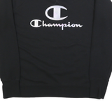CHAMPION Womens Black Cotton Blend Crew Neck L Sweatshirt Logo Print Casual