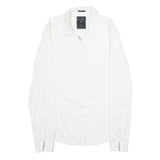 GUESS Mens White Plain Shirt M Casual Button Down Cotton Blend