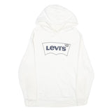 LEVI'S Mens White Pullover Hoodie L Cotton Logo Sweatshirt