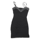 RINA SCIMENTO Womens Black Bodycon Woven Mini Dress S Sweetheart Neckline