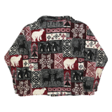 BLACK MOUNTAIN Womens Burgundy Grey White Patterned Jumper 1/4 Zip Pullover L