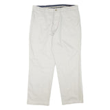 DOCKERS Mens Cotton Blend White Regular Straight Trousers W36 L28 Casual Smart