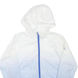 ADIDAS Mens White & Blue Hooded Zip Jacket XS Polyester Blend Sportswear