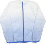 ADIDAS Mens White & Blue Hooded Zip Jacket XS Polyester Blend Sportswear