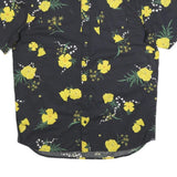 VANS Mens Black & Yellow Floral Shirt XL Cotton Blend Short Sleeve Casual