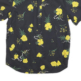 VANS Mens Black & Yellow Floral Shirt XL Cotton Blend Short Sleeve Casual