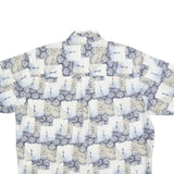 NATURAL ISSUE Mens Blue & Cream Cotton Blend Short Sleeve Shirt L Casual Summer