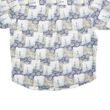 NATURAL ISSUE Mens Blue & Cream Cotton Blend Short Sleeve Shirt L Casual Summer