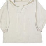 Womens Cream Hooded Pullover L Lace-Up Hoodie Patch Detail Casual