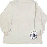 Womens Cream Hooded Pullover L Lace-Up Hoodie Patch Detail Casual