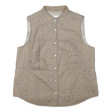 BOGNER Womens Beige Quilted Sleeveless Jacket XL Polyester Blend Button