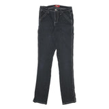 DICKIES Womens Slim Black Jeans Denim W25 L31 Zip Pockets Contrast Stitch