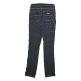DICKIES Womens Slim Black Jeans Denim W25 L31 Zip Pockets Contrast Stitch