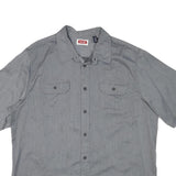 WRANGLER Mens Grey Plain Shirt XL Casual Workwear Cotton Blend Short Sleeve