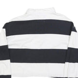 SUPERDRY Womens Black & White Striped Long Sleeve Polo Shirt UK 6 Cotton Blend