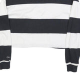 SUPERDRY Womens Black & White Striped Long Sleeve Polo Shirt UK 6 Cotton Blend