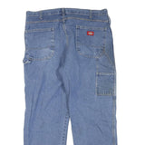 DICKIES Mens Jeans Blue Regular Straight Denim Medium W38 L30 Workwear Zip