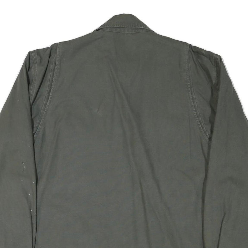 CARHARTT Mens Grey Cotton Blend Workwear Button Jacket L Checked Interior