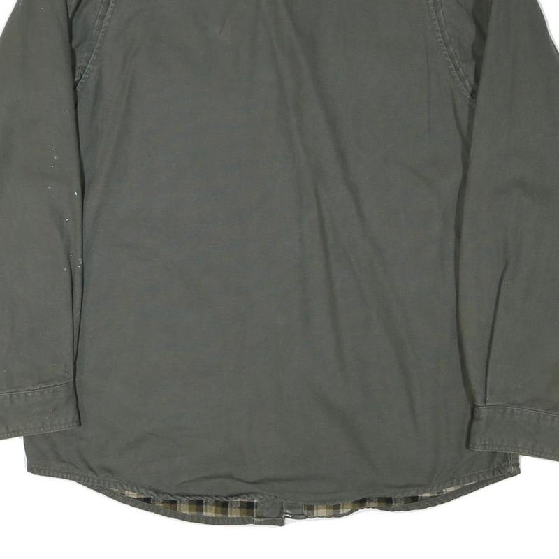 CARHARTT Mens Grey Cotton Blend Workwear Button Jacket L Checked Interior