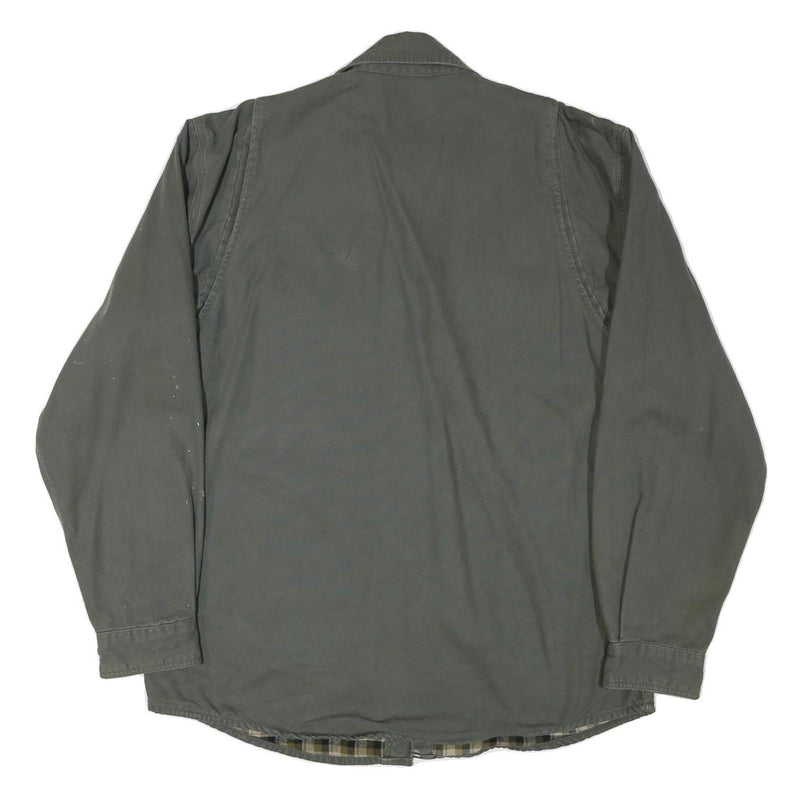 CARHARTT Mens Grey Cotton Blend Workwear Button Jacket L Checked Interior