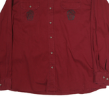 WRANGLER Mens Red Long Sleeve Cotton Shirt 2XL Skull Patch Casual Workwear