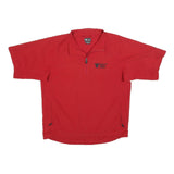 ADIDAS Mens Red Polyester Blend T-Shirt M Short Sleeve Half Zip Athletic Sports