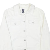 GAP Womens White Cotton Blend Button Jacket M Plain Classic Fit