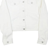 GAP Womens White Cotton Blend Button Jacket M Plain Classic Fit
