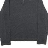 CALVIN KLEIN Mens Charcoal Grey Plain Pullover Crew Neck Basic Knit Jumper L