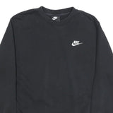 NIKE Mens Black Crew Neck XS Cotton Blend Sweatshirt Embroidered Logo